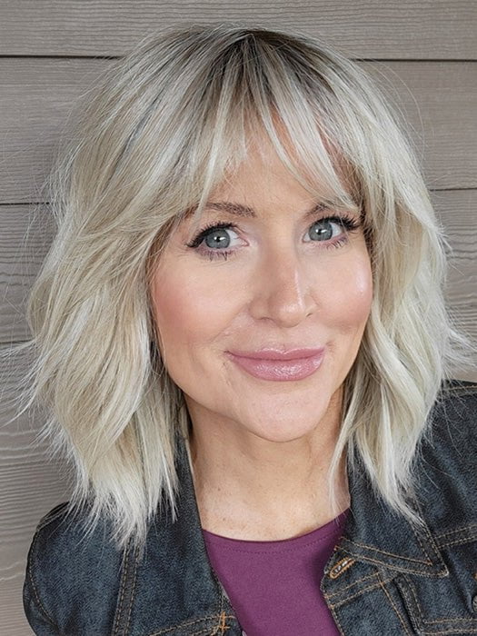 Natalie @vanish.into.thin.hair wearing HOLLIE by JON RENAU in color FS17/101S18 PALM SPRINGS BLONDE | Light Ash Blonde with Pure White Natural Violet Bold Highlights, Shaded with Dark Natural Ash Blonde