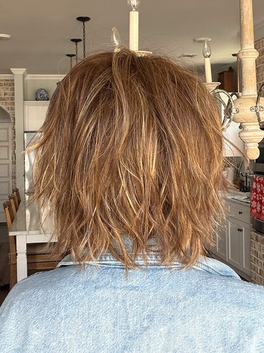 Jenna Fail @jenna_fail wearing HOLLIS by ESTETICA in color CARAMELKISS | Golden Brown w/Light Copper Blonde Highlights