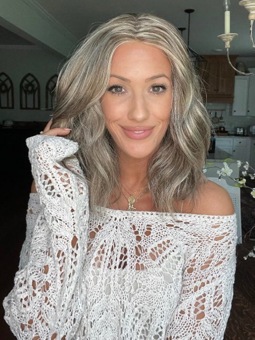 Jenna Fail @jenna_fail wearing LOVE WAVE by GABOR in color GL18-23 TOASTED PECAN | Ash Brown with Cool Blonde Highlights