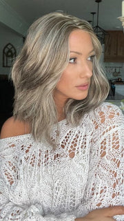 Jenna Fail @jenna_fail wearing LOVE WAVE by GABOR in color GL18-23 TOASTED PECAN | Ash Brown with Cool Blonde Highlights