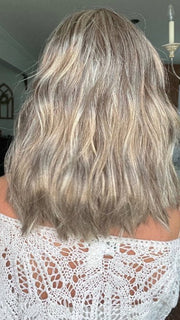 Jenna Fail @jenna_fail wearing LOVE WAVE by GABOR in color GL18-23 TOASTED PECAN | Ash Brown with Cool Blonde Highlights