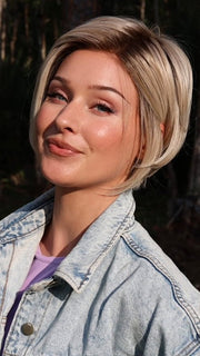 Heather @cjswigs wearing IGNITE by JON RENAU in color FS17/101S18 PALM SPRINGS BLONDE | Light Ash Blonde with Pure White Natural Violet Bold Highlights, Shaded with Dark Natural Ash Blonde