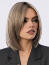 MODEL is wearing ILA in color GREIGE-R | A perfect blend of silver-grey and beige tones with medium brown root