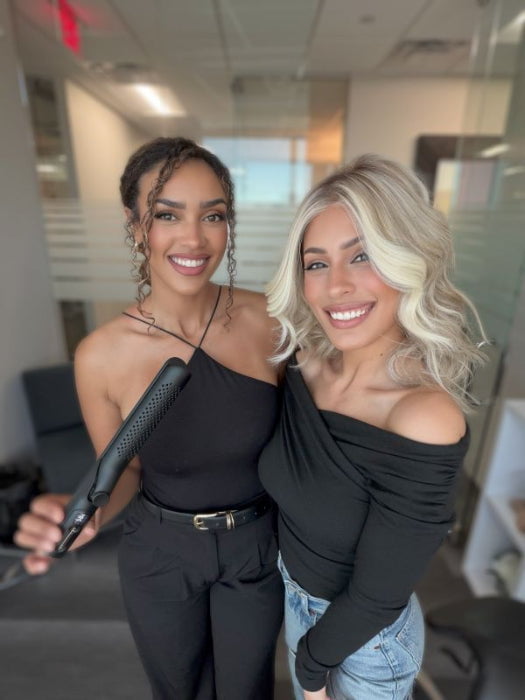 Sabrina & Roxie in Drew by Jon Renau holding the INFRARED DUO STYLER. U.S. PLUG ONLY NOT DUAL VOLTAGE