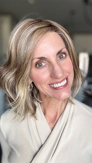 Lisa Mullins @beautifulyouwigreviews wearing ISSEY by BELLE TRESS in color BROWN SUGAR COOKIE R | The roots are a Rich Brown Tone that seamlessly transitions into a Warm