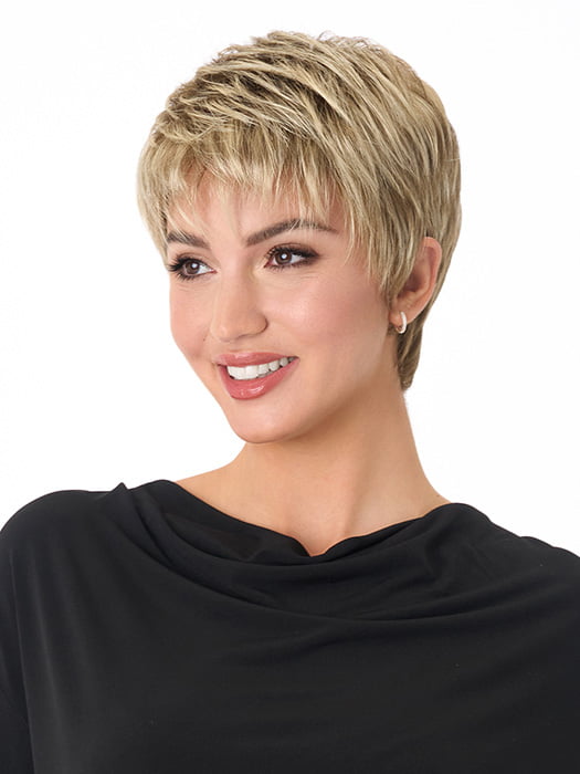 Model is wearing IVY by ENVY in color ALMOND BREEZE | Light Brown blended with Ash Blonde