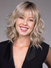 Model is wearing JIL in BUTTERBEER R | Dark Brown Base and Root that transitions smoothly into a buttery blonde, infused with creamy honey and toffee tones