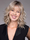 Model is wearing JIL in BUTTERBEER R | Dark Brown Base and Root that transitions smoothly into a buttery blonde, infused with creamy honey and toffee tones