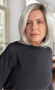 Donna van Lier-Grieve @style.me.ageless wearing JAMISON by ESTETICA in ICY-SHADOW | Iced Blonde dusted with Soft Sand and Golden Brown Underneath