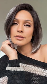 Roxie wearing GRAYDIENT-STORM | Dark Brown Roots that Melt into Light Gray and Silver Tones Towards the Ends