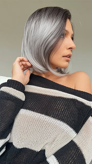 Roxie wearing GRAYDIENT-STORM | Dark Brown Roots that Melt into Light Gray and Silver Tones Towards the Ends