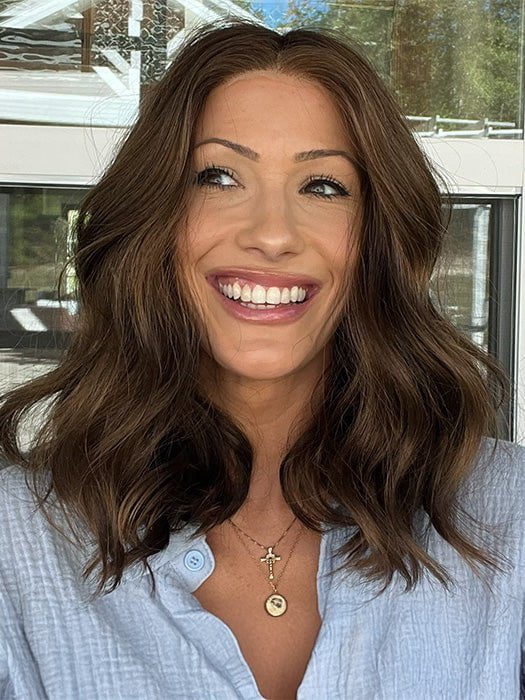 Jenna Fail @jenna_fail wearing MOLLY by ENVY in color MEDIUM BROWN | Medium Brown with natural highlights