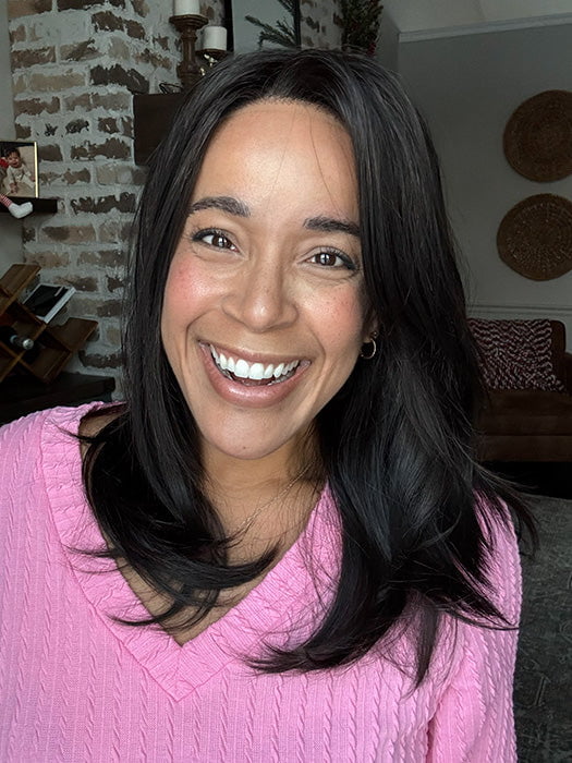 Brea @getwiggywithbrea wearing JILLIAN by JON RENAU in color 4 BROWNIE FINALE | Dark Brown