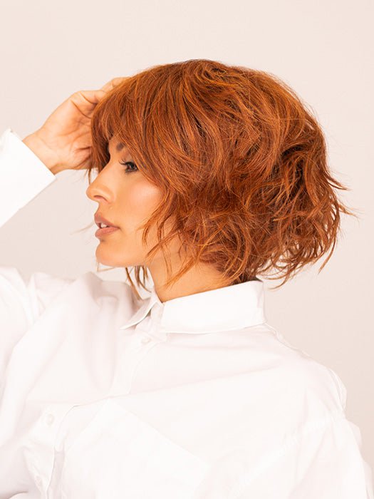 Roxie in SHADED-AMBER | Coppery Blonde and Red Blend with Dark Amber Brown Roots
