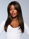 Model is wearing CHARICE in color MC4/10SS ESPRESSO MARTINI | Dark Brown with Lighter Brown Highlights