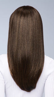 Model is wearing CHARICE in color MC4/10SS ESPRESSO MARTINI | Dark Brown with Lighter Brown Highlights