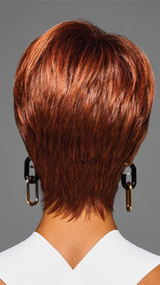 Model is wearing KESSIE in color MC30/130SS CHERRY COLA | Dark Red with Copper Highlights