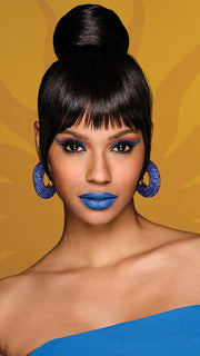 SLEEK STYLE BUN & BANGS by Kim Kimble in MC2/4 CHOCOLATE TRUFFLE | Black Evenly Blended with Dark Brown Highlights