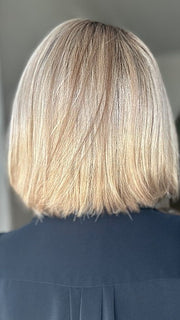Emily H. @she_sheds_more wearing KAI by RENE OF PARIS in color ROSE-GOLD-R | Blond base with reddish highlights and roots
