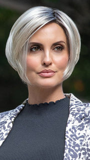 KARI by Envy in STERLING SHADOW | Medium Salt-and-Pepper Grey with Darker Brown Roots FB MAIN IMAGE
