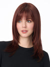 Model is wearing KATE by ENVY in color DARK-RED | Auburn with Brighter Red highlights