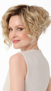 KELSEY by ENVY in color CHAMPAGNE SHADOW | Soft Dark Blonde with Platinum Highlights and Chestnut Roots
