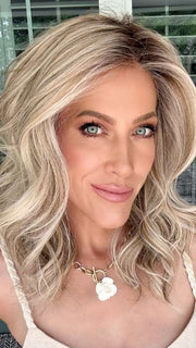 Kristyna Moore @kristynamoore wearing LAGUNA BEACH by BELLETRESS in  MILKSHAKE BLONDE R | A mixture of Light Sandy Brown, Highlighted with Light Ash Blonde with a Hint of Light Platinum Blonde with a Medium Root Color. PPC MAIN IMAGE