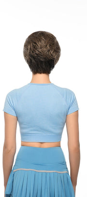 LIGHT AND AIRY in color EL52/38/49/R8 | 3 Tone Grey Rooted Medium Brown