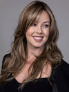 Model is wearing LILLY in BROWN SUGAR SWEET CREAM | Multi-Dimensional Cool Medium Brown Base with Soft Creamy Blonde Highlights and Pale Ash Brown Lowlights (Not offered in this color. For illustration purposes only.)