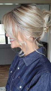 Natalie Gray @vanish.into.thin.hair wearing LORYN by RENE OF PARIS (styled) in color SEA-SALT-BLOND-R | A perfect mixture of cool, icy-blond and warm-dark blond. The rich brown root tone enhances the modern appearance