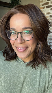 Brea @getwiggywithbrea wearing LORYN by RENE OF PARIS in color GINGER-BROWN | Medium Auburn Evenly Blended with Medium Brown
