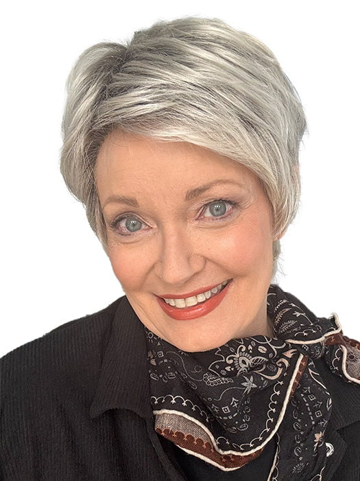 Mel B. @mels.be.ageless wearing LOVE COMFORT by ELLEN WILLE in color LIGHT CHAMPAGNE ROOTED | Light Beige Blonde, Medium Honey Blonde, and Platinum Blonde blend with Dark Roots