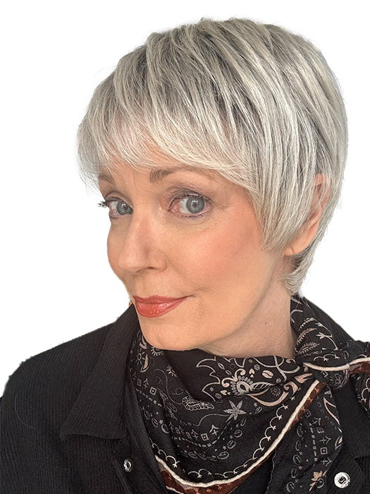 Mel B. @mels.be.ageless wearing LOVE COMFORT by ELLEN WILLE in color LIGHT CHAMPAGNE ROOTED | Light Beige Blonde, Medium Honey Blonde, and Platinum Blonde blend with Dark Roots