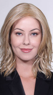 Model is wearing MODENA by BELLETRESS in color BUTTERCREAM BLONDE | A blend of Warm Blonde and Creamy Blonde with the balance of Lighter Highlights.