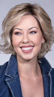 BUTTERCAKE BLONDE-R 10/23/88+8 | A neutral-warm blonde blend featuring light brown, ash, and lightest blonde tones with natural-looking darker roots for added depth and realism.