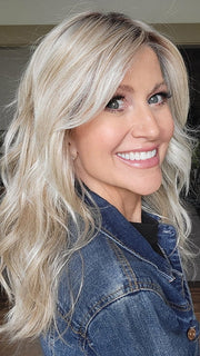 Natalie @vanish.into.thin.hair wearing MARIE by BELLE TRESS in color BUTTERBEER R | Dark Brown Base and Root that transitions smoothly into a buttery blonde, infused with creamy honey and toffee tones