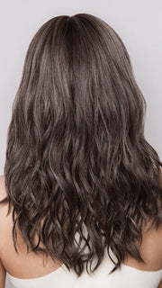 MAUDE by Amore in color MUSHROOM-GREY-R | Dark brown incorporates light brown and silvery grey tones with shadow roots for a stylish finish.