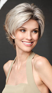 MICKI by ENVY in color PLATINUM SHADOW | Light Blonde with Dark Roots