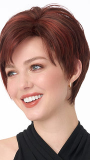 Model is wearing MILEY by ENVY in color DARK-RED | Auburn with Brighter Red highlights 