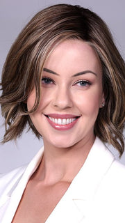 MISSONI V by BelleTress in SUNKISSED ALMOND R | A blend of Medium and Light Brown with Light Gold Blonde Highlights and a hint of Cooler Blonde, rooted with Medium and Light Brown