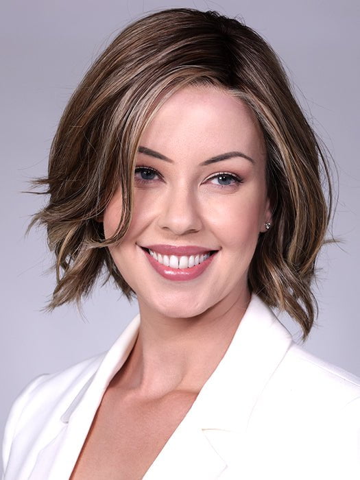 MISSONI V by BelleTress in SUNKISSED ALMOND R | A blend of Medium and Light Brown with Light Gold Blonde Highlights and a hint of Cooler Blonde, rooted with Medium and Light Brown