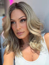 MOLLY by ENVY in color GOLDEN SANDSTONE | Creamy Beige-Blonde with Darker Brown Roots