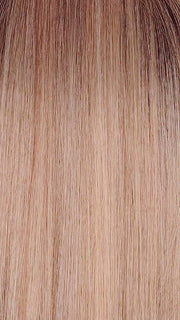 MUSHROOM-MELANGE | A modern mushroom blonde with a mid-brown root, featuring tones of cream, pale chocolate, and soft steel blonde. 