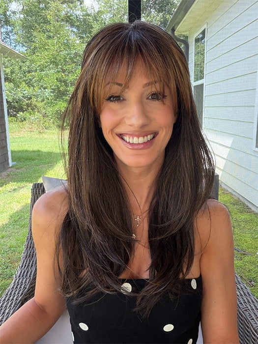 Jenna Fail @jenna_fail wearing NEXT TOP MODEL by TRESSALLURE in color 829 | Medium Brown with Red highlights