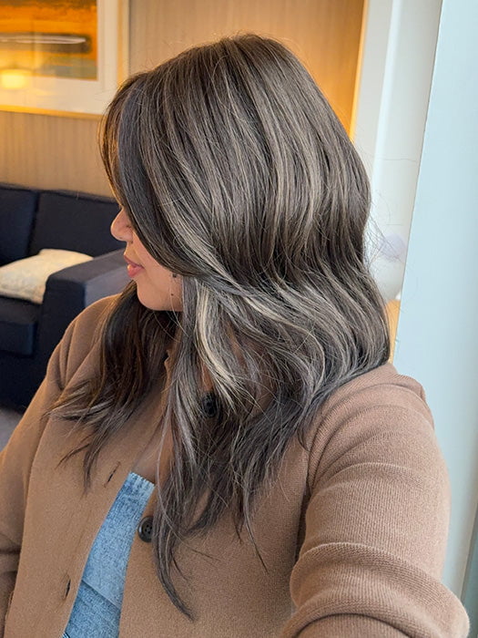 Katrina & Arlah Soriano @wearthehairsis wearing OLIVIA by JON RENAU in color 6RH12 ESPRESSO LATTE | Brown with 33% Light Gold Brown Highlights