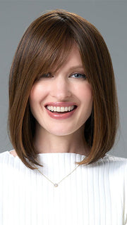 Model is wearing PAIGE by ENVY in ESPRESSO | A cool, Multi-Dimensional Medium Brown with Darker Brown Roots