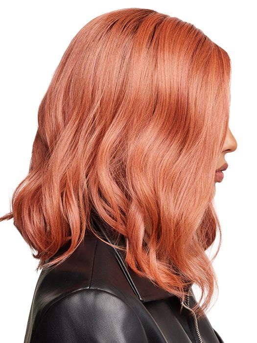PANACHE WAVEZ by Rene of Paris in DUSTY-ROSE | Medium Coral Red Base with Dark Brown Roots