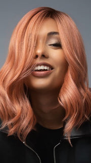 DUSTY-ROSE | Medium Coral Red Base with Dark Brown Roots