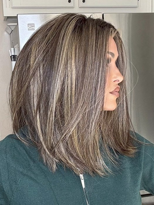 Crystal Honeycutt @thehairhoneys wearing PERLA by BELLE TRESS in color CHOCOLATE BUTTERCREAM R | A deep Chocolate Brown Root, that melts into Buttery, Golden Brown Tones, accented by Soft Caramel and Honey highlights for a smooth, multidimensional finish