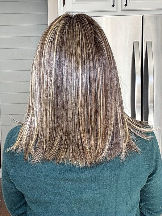 Crystal Honeycutt @thehairhoneys wearing PERLA by BELLE TRESS in color CHOCOLATE BUTTERCREAM R | A deep Chocolate Brown Root, that melts into Buttery, Golden Brown Tones, accented by Soft Caramel and Honey highlights for a smooth, multidimensional finish